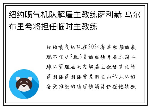 纽约喷气机队解雇主教练萨利赫 乌尔布里希将担任临时主教练